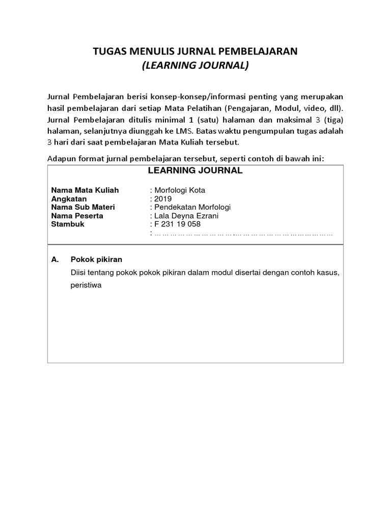 Format dan Komponen Jurnal Pembelajaran | PDF