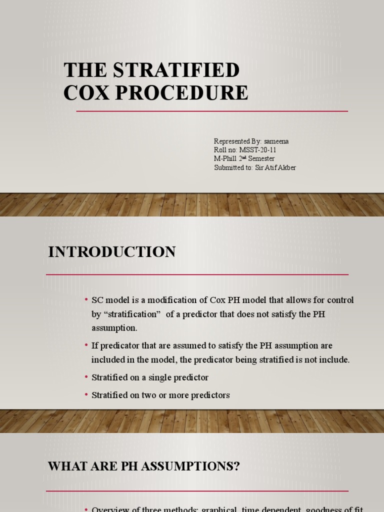 Stratified Cox Proportional Hazards Regression Model
