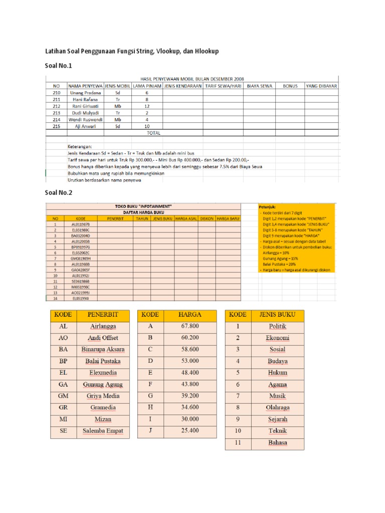 Latihan Fungsi String dan Vlookup Excel | PDF