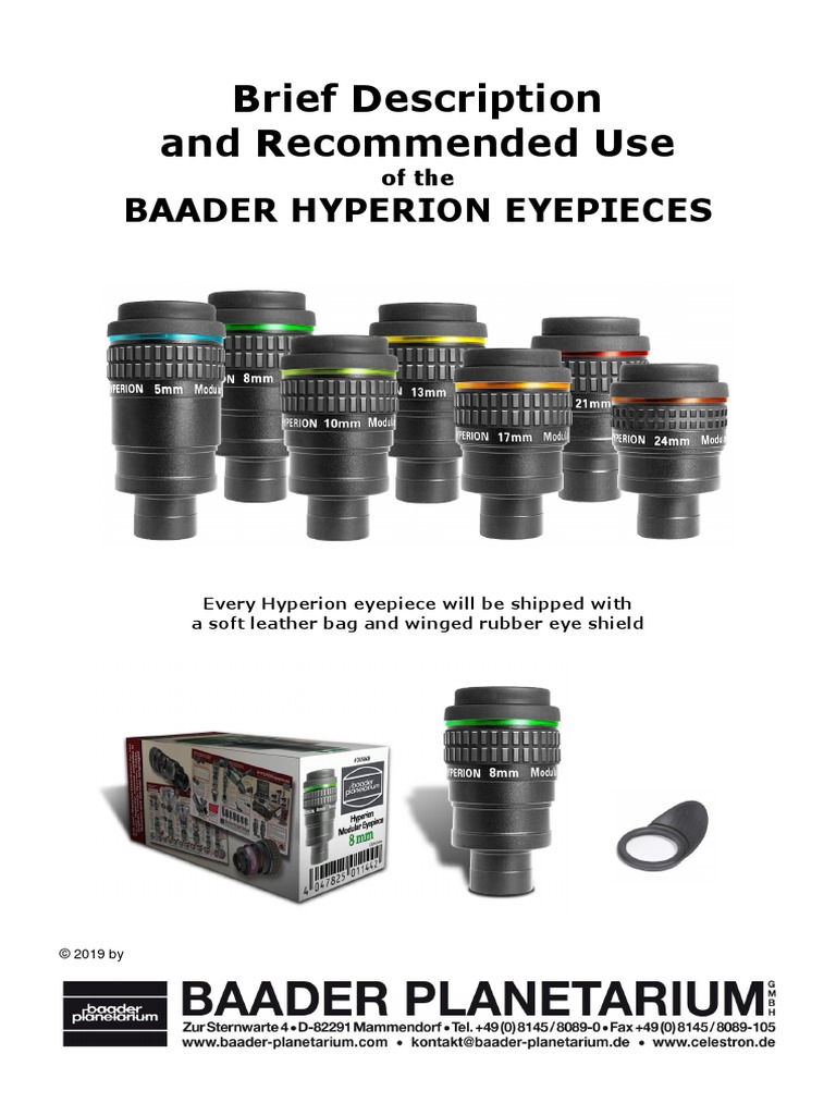 Brief Description and Use Baader Hyperion Eyepieces PDF