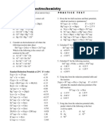 Electrochemistry: (See Page 3 For Formulas and An Answer Key) P R A C T I C E T E S T