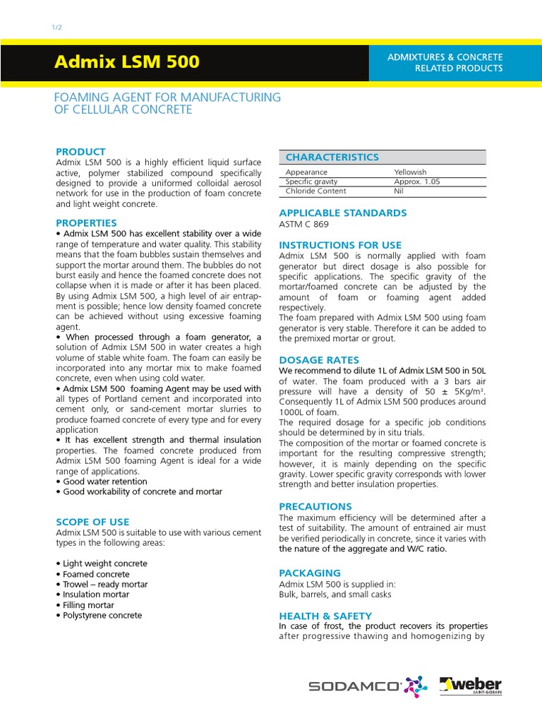 Admix LSM 500 PDF Foam Concrete