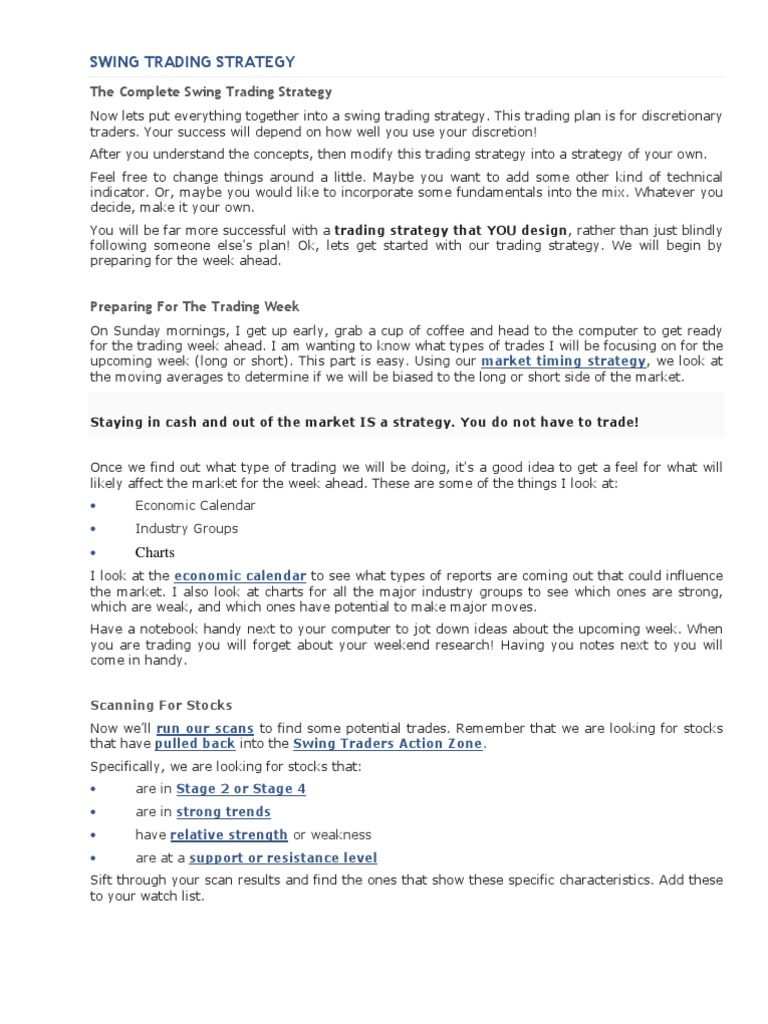 The Complete Swing Trading Strategy Pdf Short Finance Order