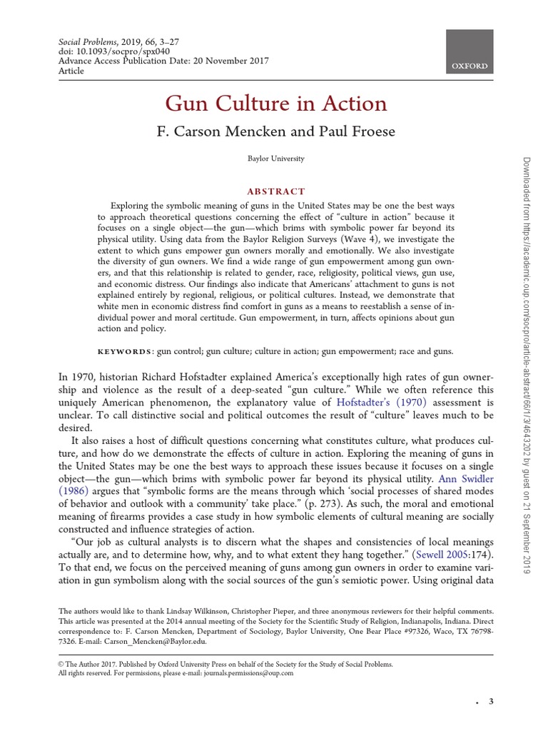 Gun Culture In Action Pdf Gun Politics In The United States