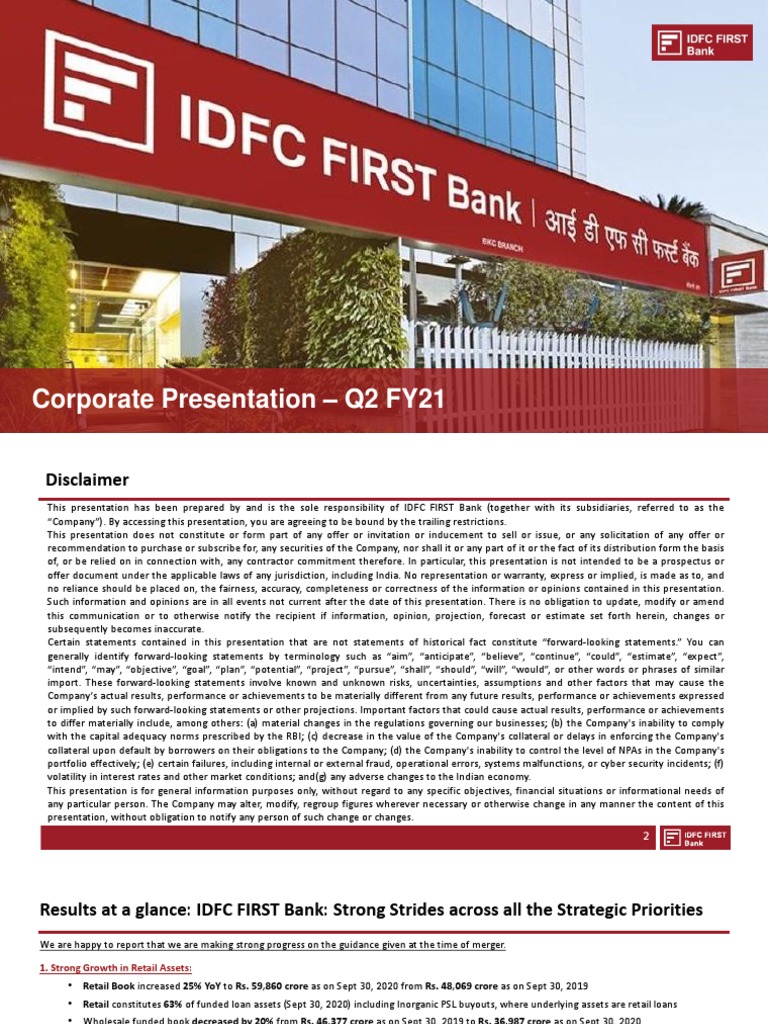 idfc bank investor presentation 2021