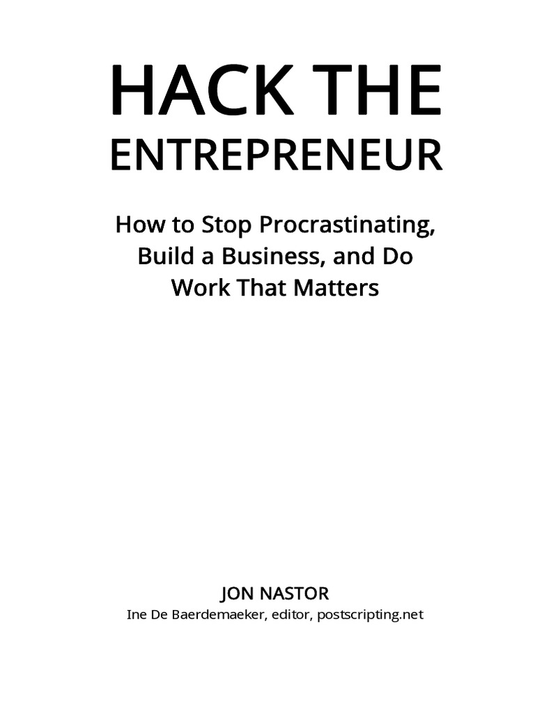 Hack The Entrepreneur Book Pdf Mindset Entrepreneurship