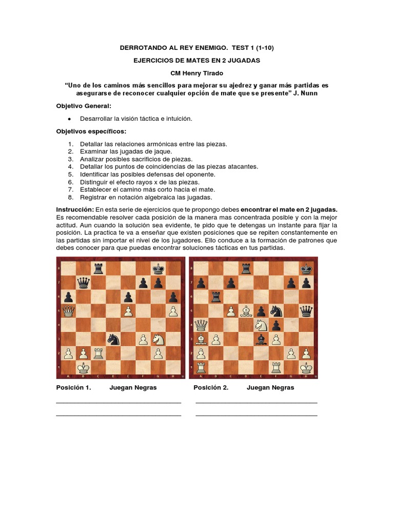Test 1. Mate en 2 | PDF | Ajedrez | Juegos de estrategia abstractos