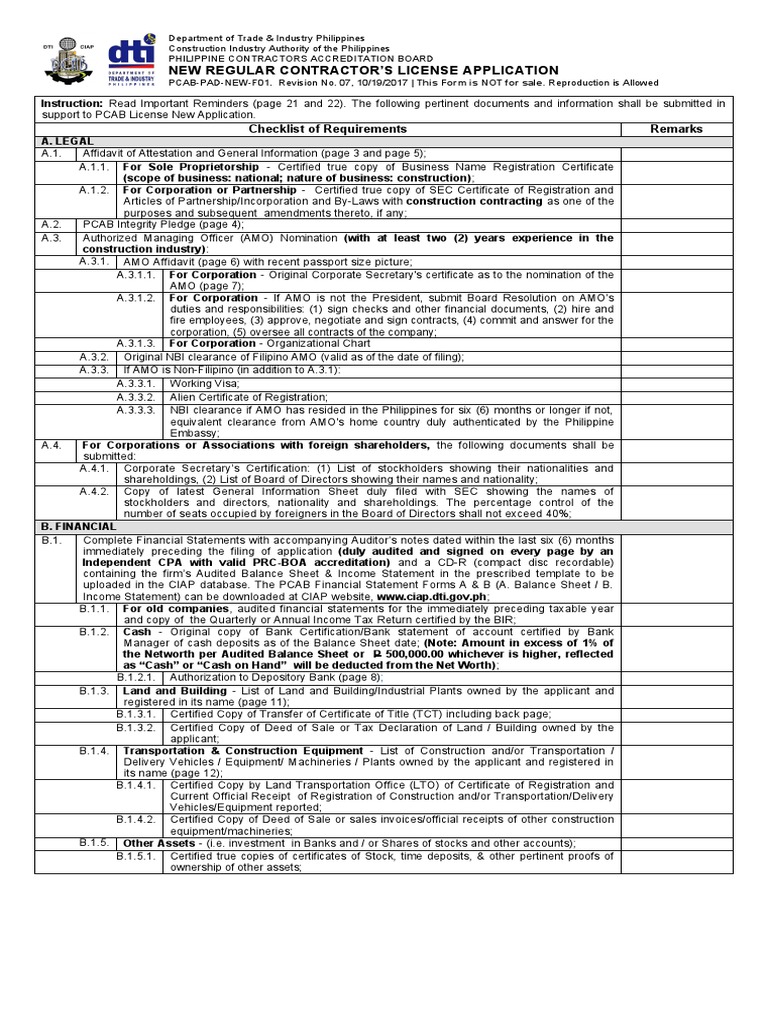 PCAB New Contractor License Guide | PDF | Receipt | Affidavit