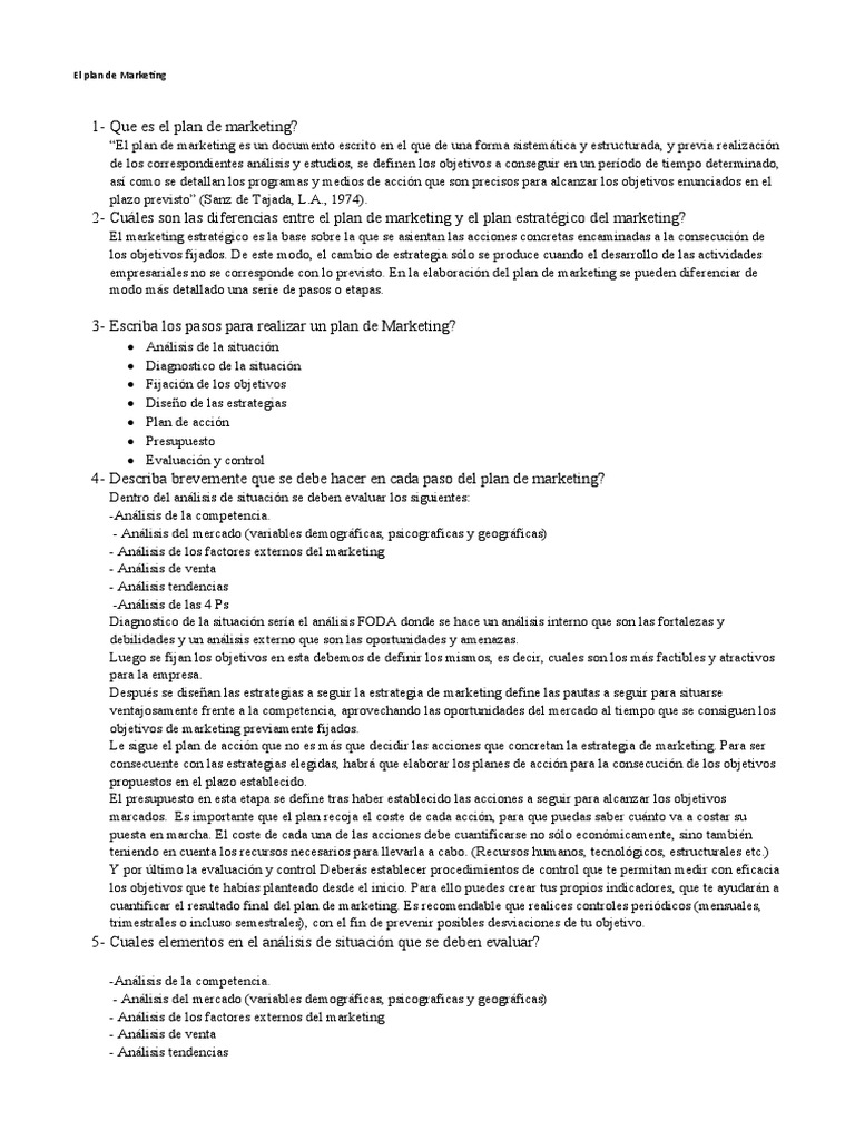 Guía Completa para un Plan de Marketing | PDF | Análisis FODA | Marketing