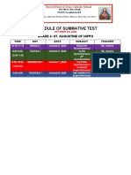 Schedule of Summative Test: Grade 4-St. Augustine of Hippo