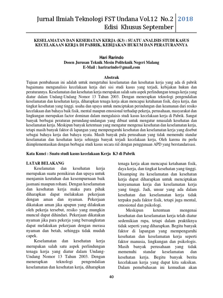 Contoh Jurnal K3 Pdf