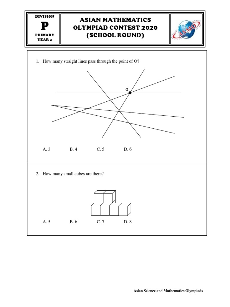 ASMO Grade 2 Maths Olympiad 2020 | PDF | Teaching Mathematics