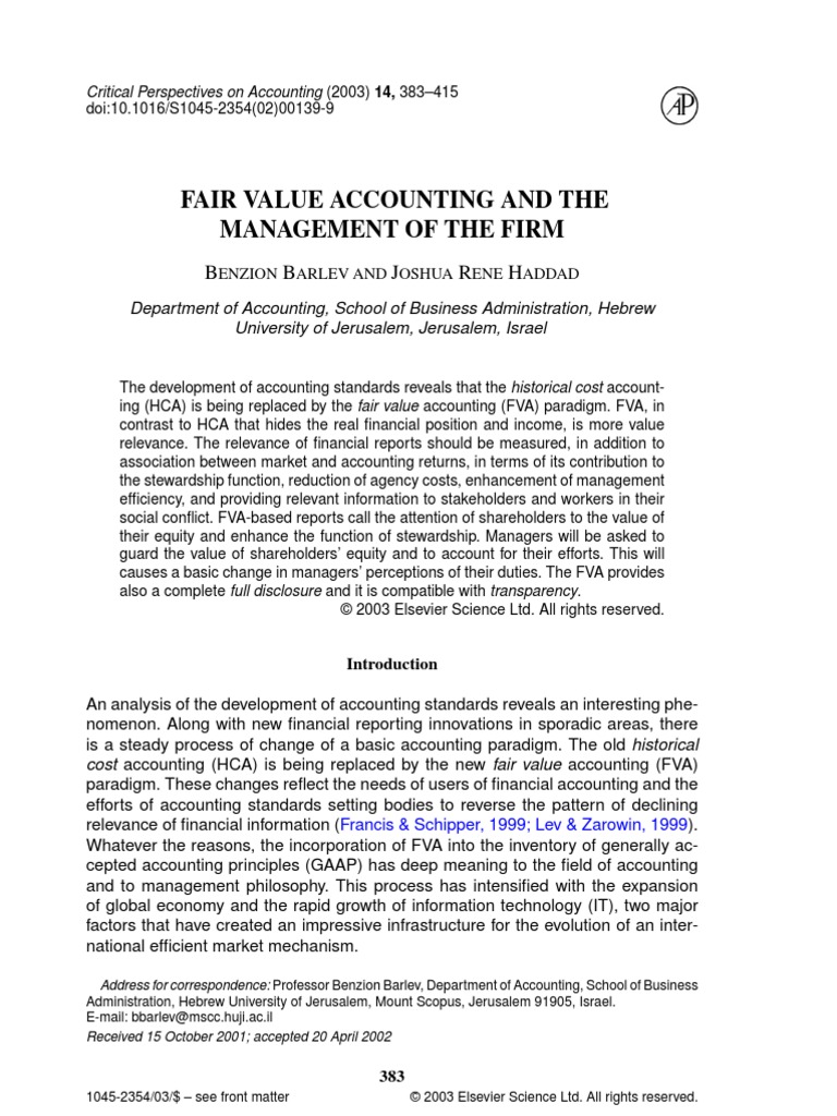 Sciencedirectarticle | PDF | Fair Value | Financial Accounting ...