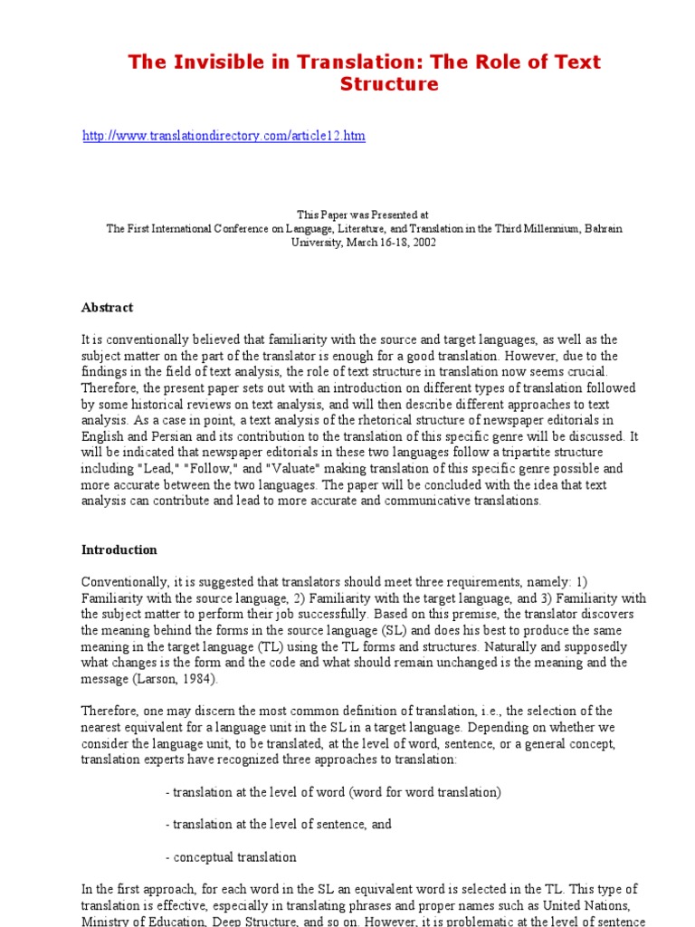 The Invisible in Translation | PDF | Translations | Linguistics