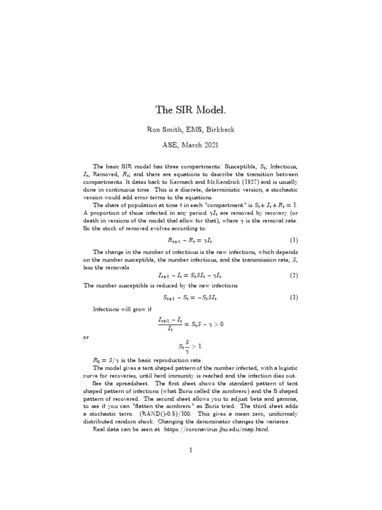 SIR Model Analysis by Ron Smith | PDF
