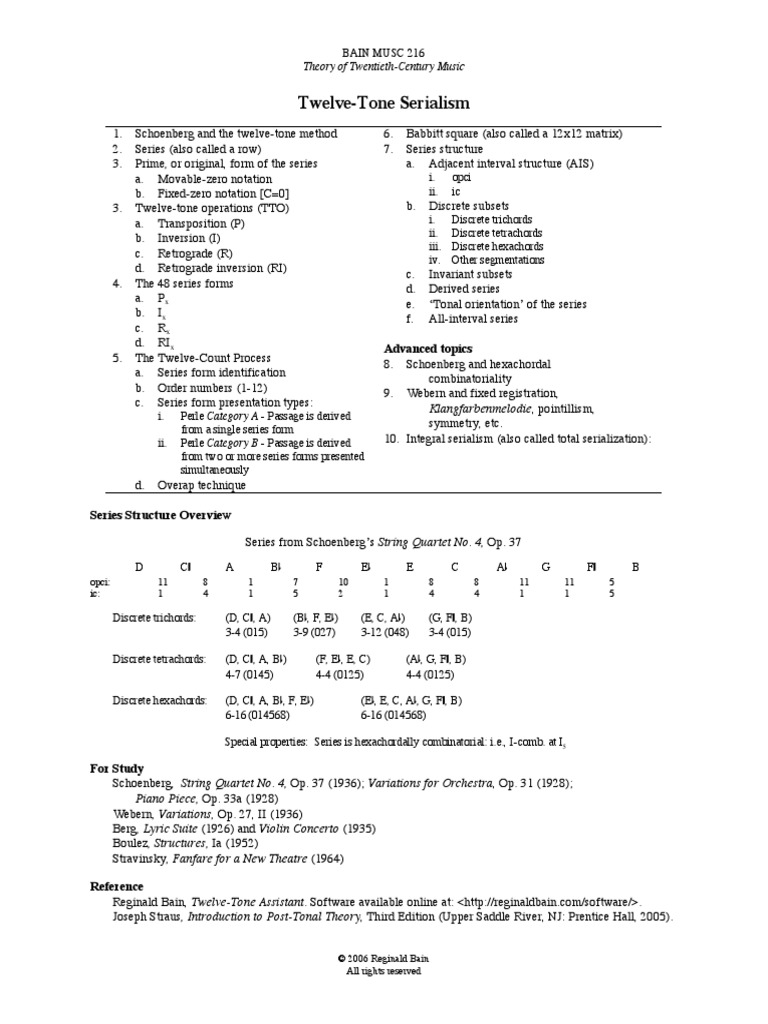 Twelve-Tone Serialism: Advanced Topics | PDF | Music Theory | Modernism ...