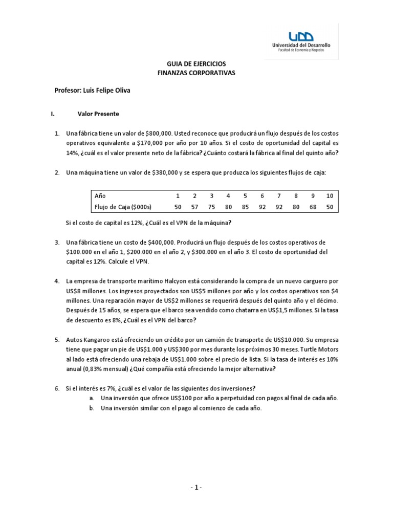 Ejercicios de Finanzas Corporativas | PDF | Compartir (Finanzas ...