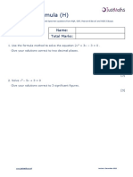 Quadratic Formula (H) : Name: Total Marks