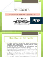 Management of Welfare Organizations DR - D. Nirmala