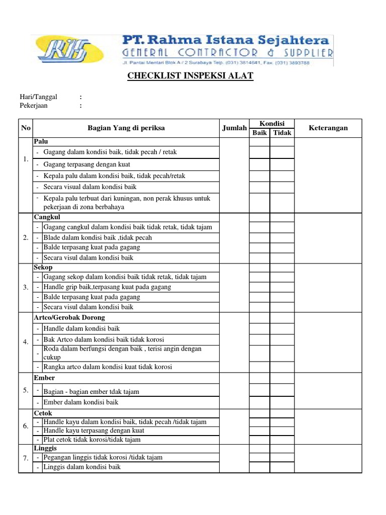 Inspeksi Alat Kerja Pdf