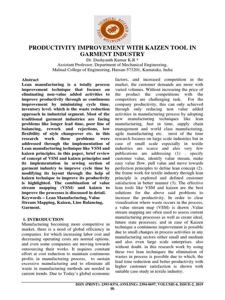 Productivity Improvement With Kaizen Tool in Garment Industry | PDF ...