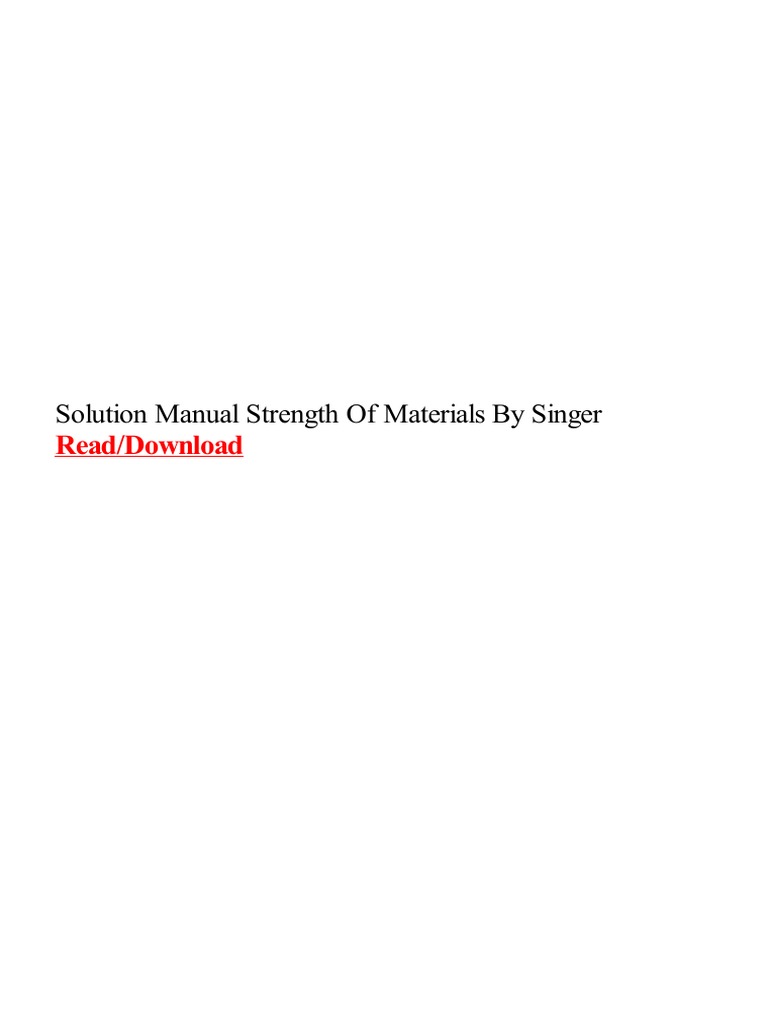 Solution Manual Strength of Materials by Singer PDF Strength Of