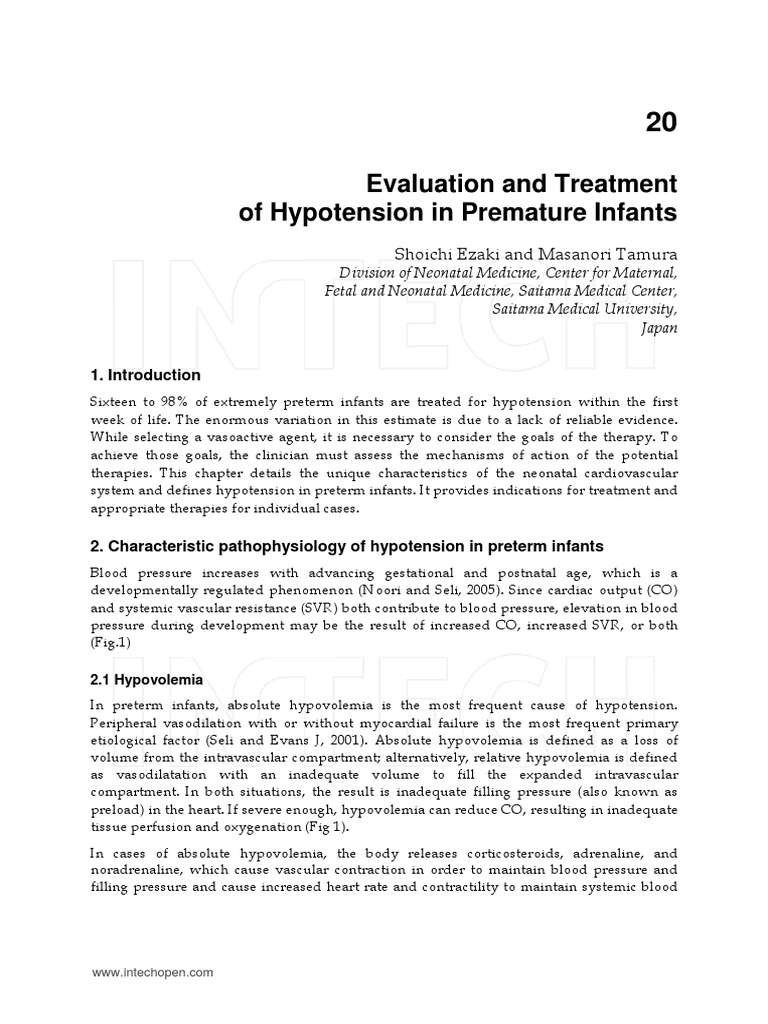 Evaluation and Treatment of Hypotension in Premature Infants | PDF ...