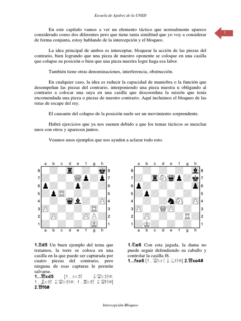 Intercepción y Bloqueo en Ajedrez | PDF | Teoría de juego | Juegos de mesa