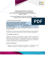 Guia de actividades y Rúbrica de evaluación- Tarea 4- Implementación experiencia pedagógica