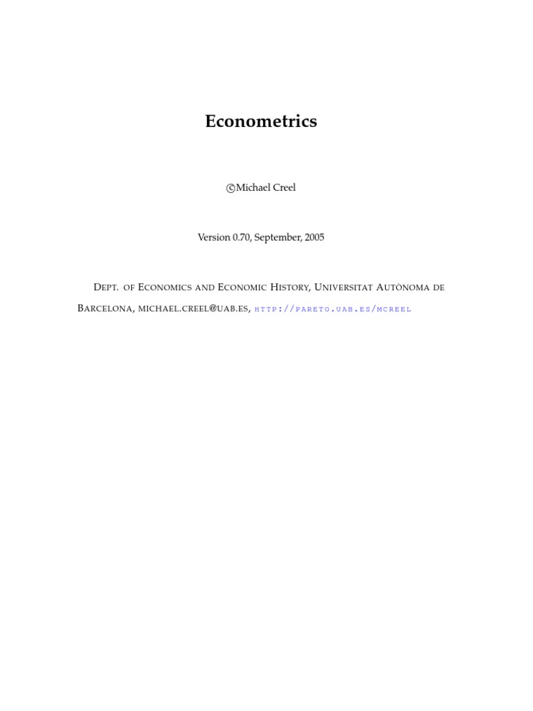 Econometrics Creel 05 Ordinary Least Squares Errors And Residuals
