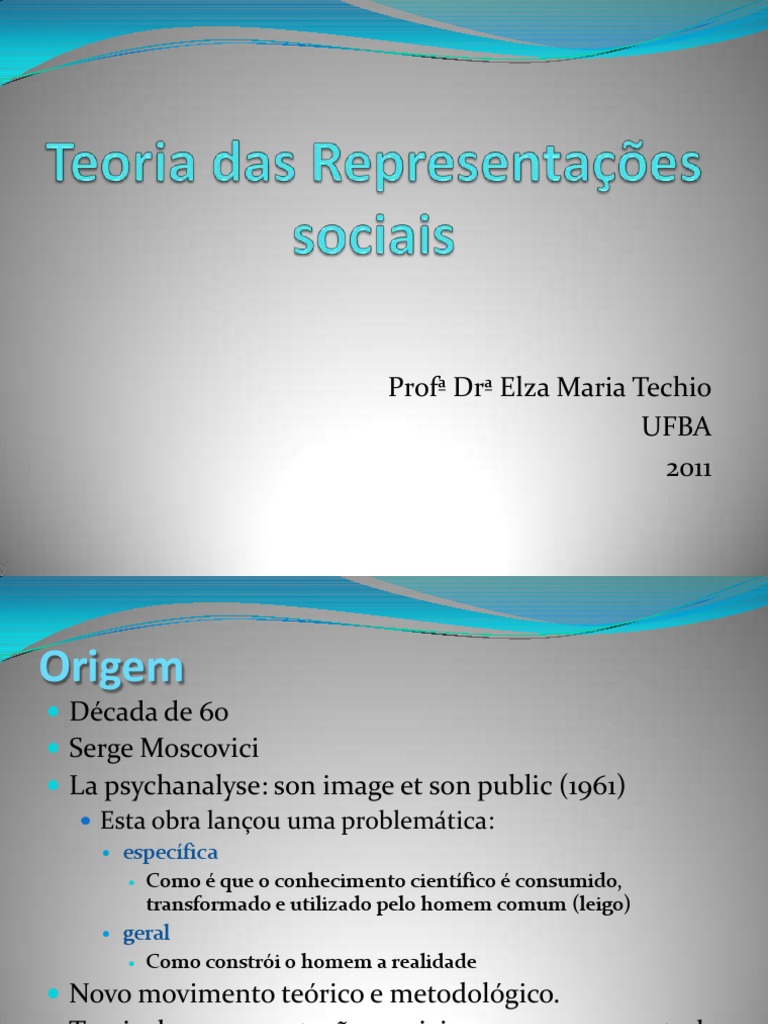 Origem e desenvolvimento da teoria das representações sociais | PDF ...