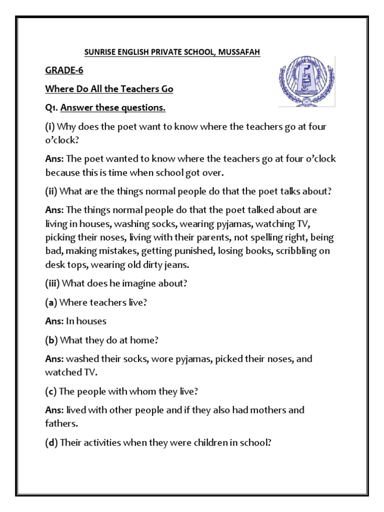 Where Do All The Teachers Go Pdf