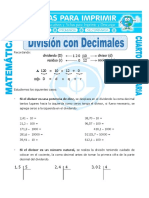 Division Con Decimales para Cuarto de Primaria