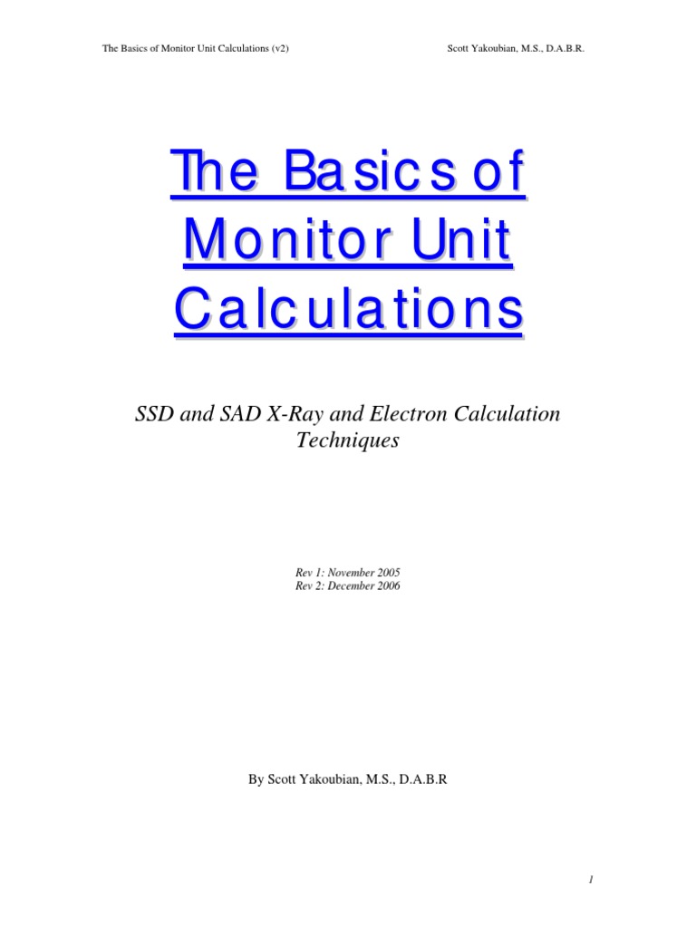 MU Calculation PDF Absorbed Dose Attenuation
