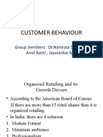 Customer Behaviour: Group Members: DR - Namrata Sharma Amit Rathi, Jayasankar.M