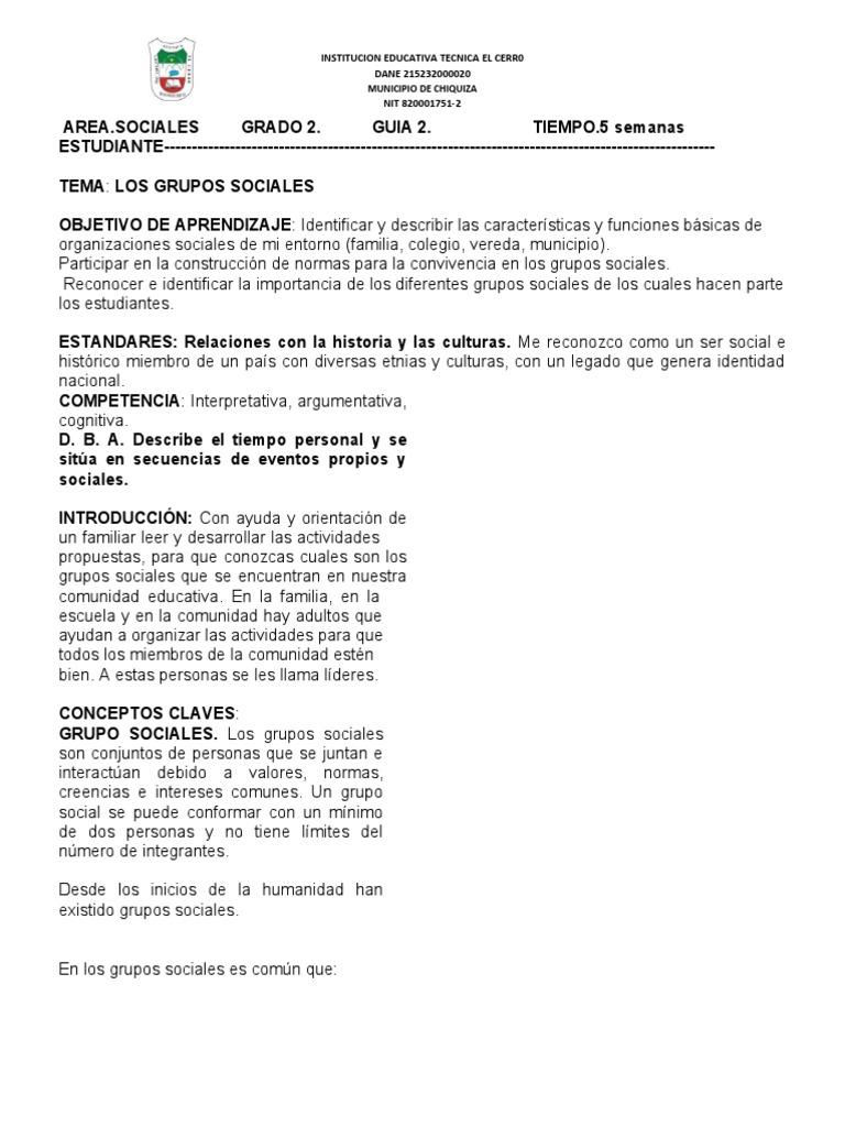 Grupos Sociales para Segundo Grado | PDF | Comunidad | Modificación de ...