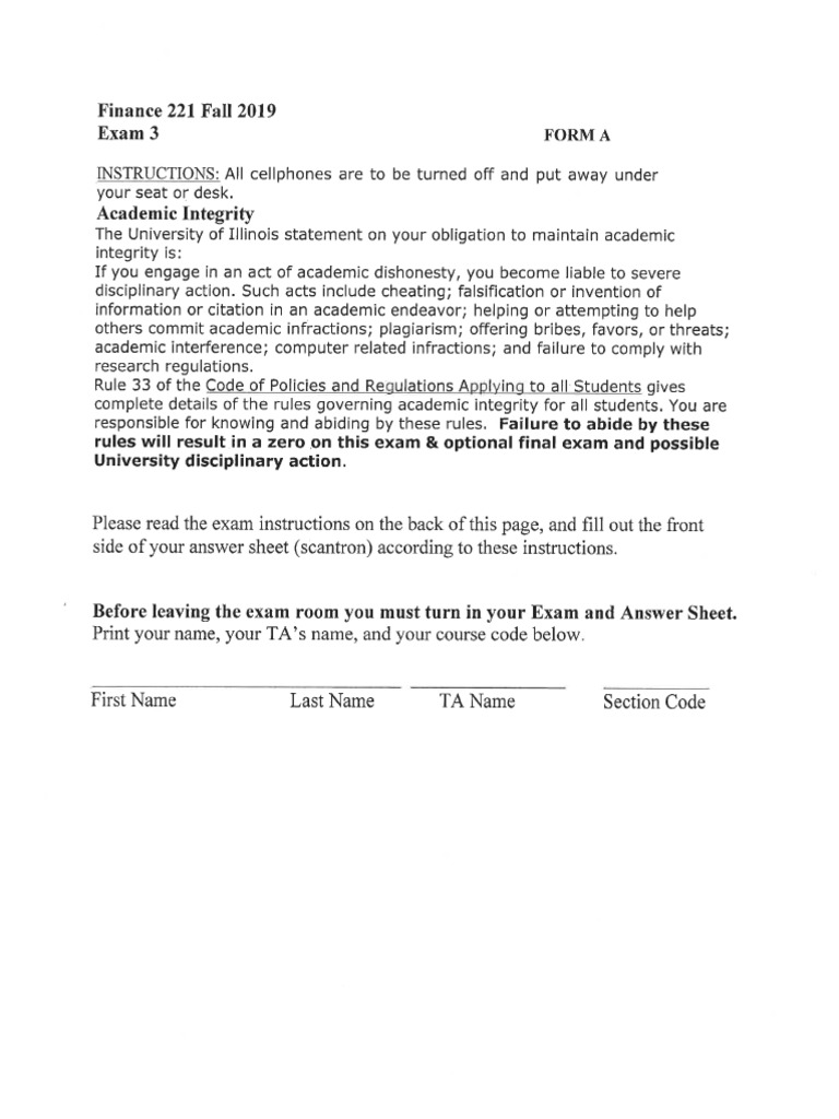F221 Ex3 Form A | PDF