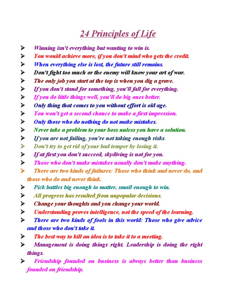 24 Principles of Life | PDF