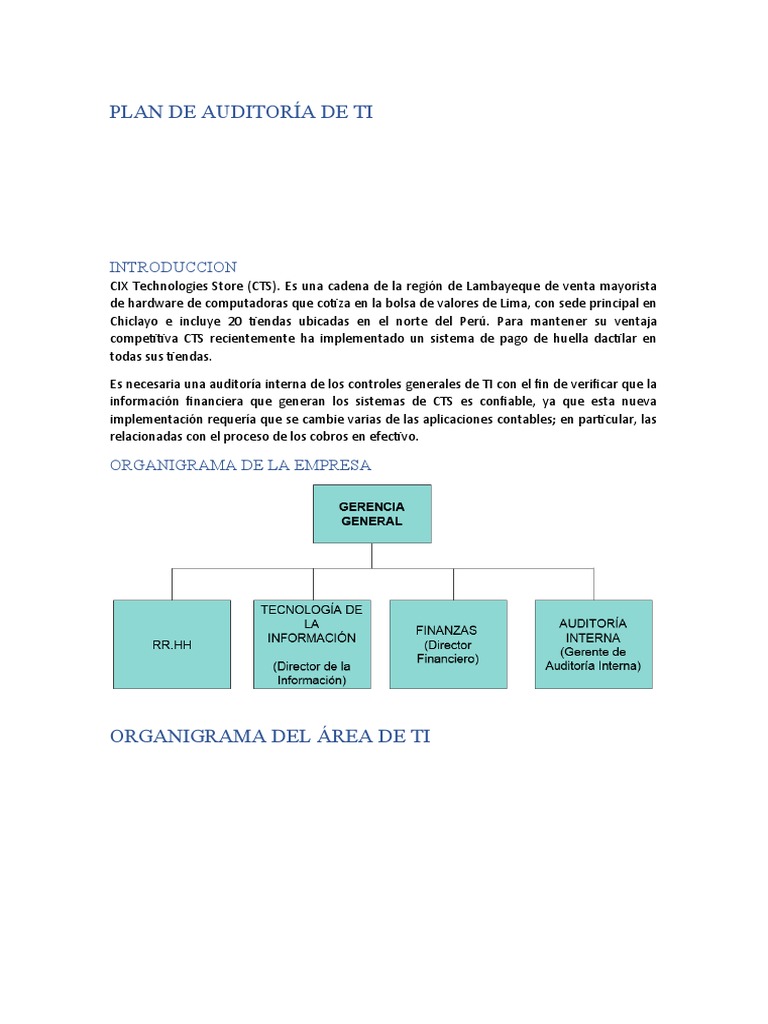 Plan de Auditoría de Ti | PDF | Auditoría | Contralor