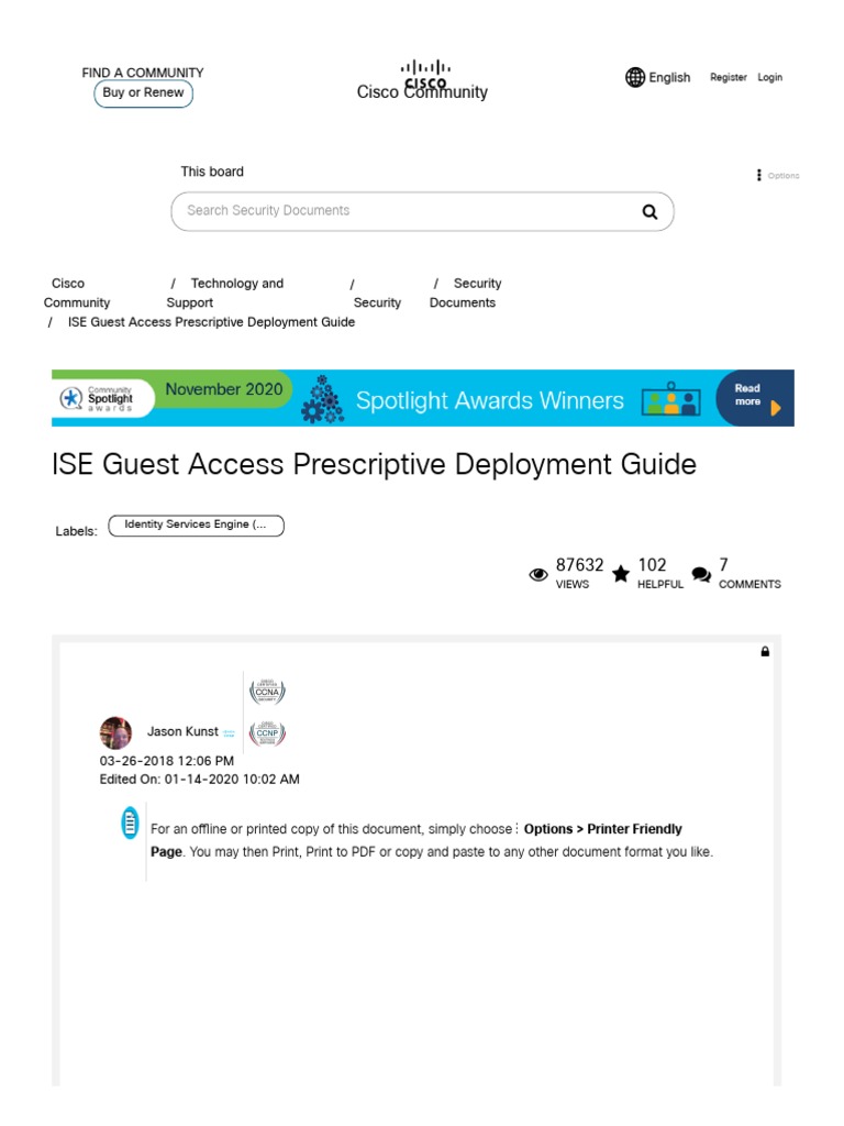 ISE Guest Access Prescriptive Deployment Guide | PDF | Radius | Computer  Network