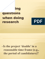Emerging Questions When Doing Research
