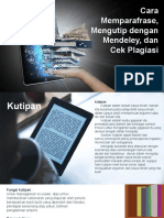 Cara Memparafrase, Mengutip Dengan Mendeley, Dan Cek Plagiasi - Penulisan Ilmiah