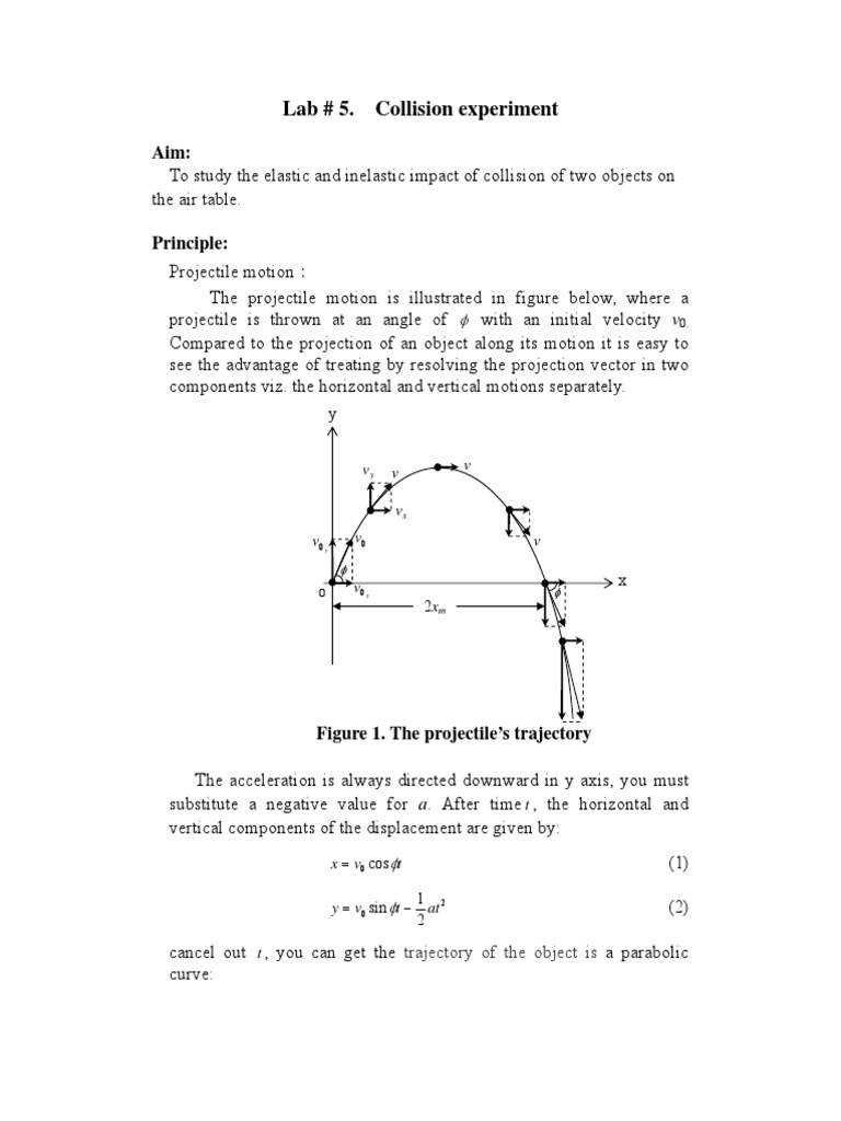 Lab # 5. Collision Experiment: Trajectory of The Object Is | PDF ...