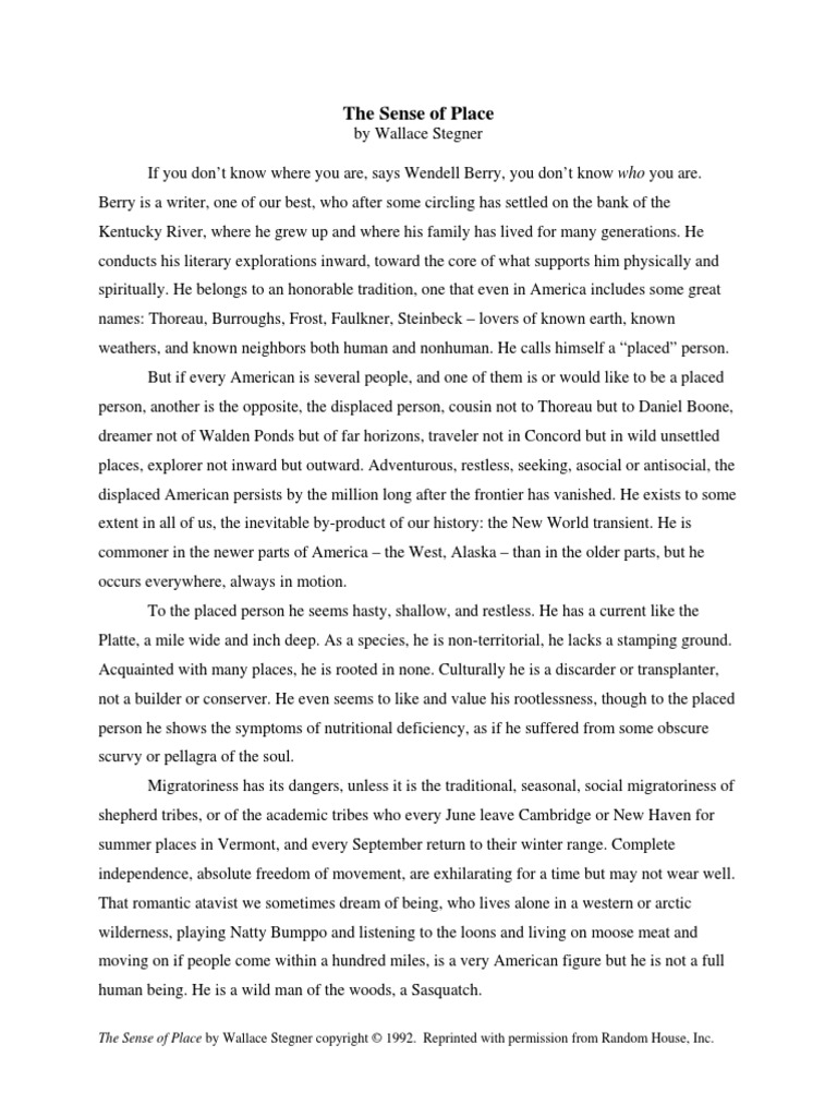 Sense of Place - Stegner, Wallace | PDF | Henry David Thoreau