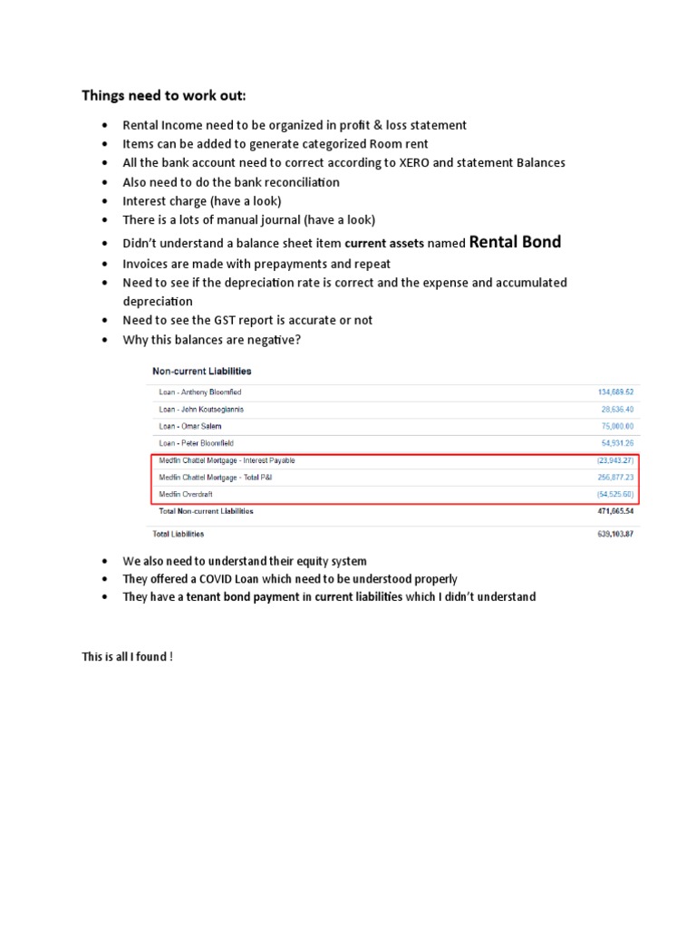 Things Need To Work Out Rental Bond PDF Balance Sheet Renting
