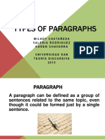 Types of Paragraphs: Milady Castañeda Valeria Rodriguez Karen Chaverra