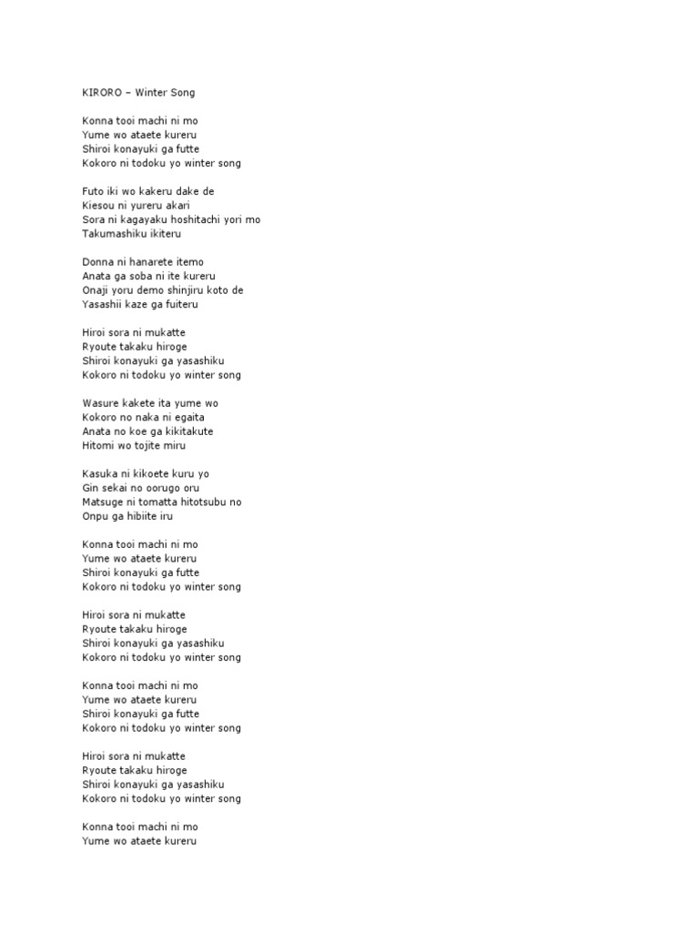 Kiroro Winter Song