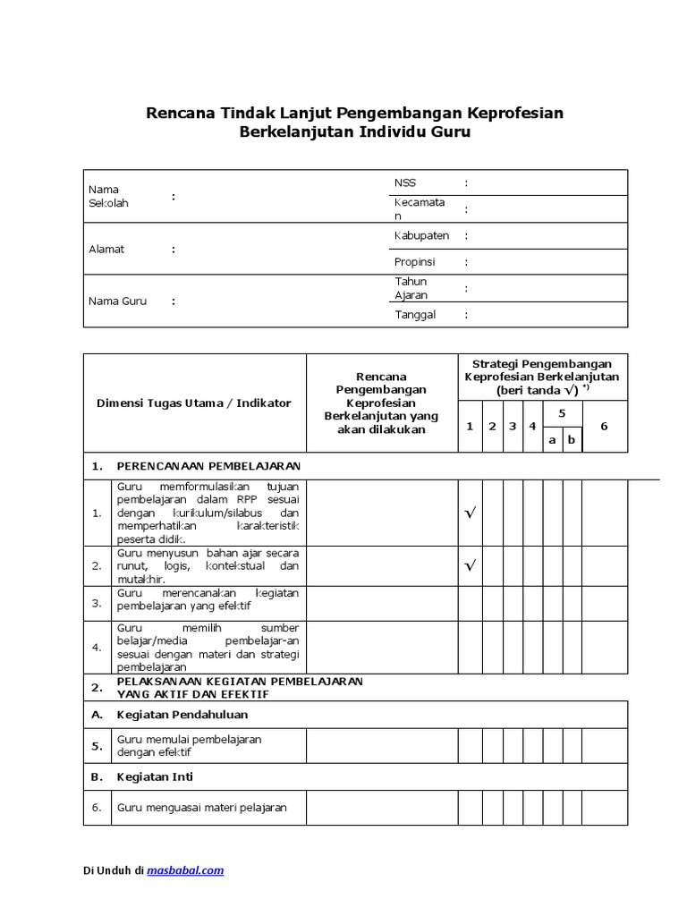 Program Tindak Lanjut Kerja Guru | PDF