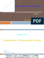 New Global Vision College: Quantitative Analysis For Business Decision