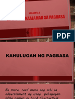 Kahulugan, Layunin at Kahalagahan Ng Pagbasa